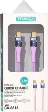 AGC Braided USB 2.0 Cable USB-C Male - USB-C Purple 1m CA-8815 2 Pieces