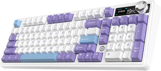 Ajazz AK980 Gaming Μηχανικό Πληκτρολόγιο με Gift Switch V2 διακόπτες και RGB φωτισμό (Αγγλικό US) Μωβ