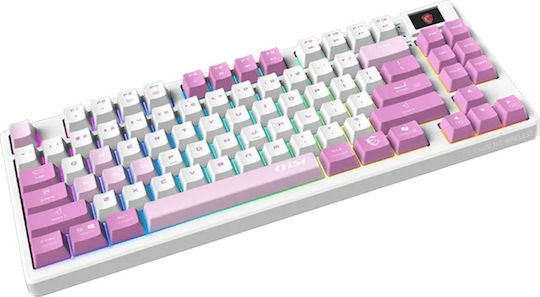 MSI Forge Gk600 Ασύρματο Gaming Μηχανικό Πληκτρολόγιο Tenkeyless με RGB φωτισμό (Αγγλικό US) Ροζ