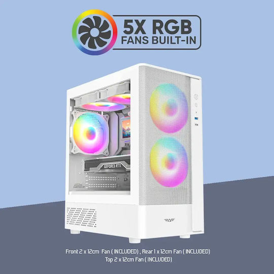 Armaggeddon Aquaron Nemo 3 Gaming Mini Tower Computer Case with Side Window and ARGB Lighting White