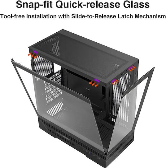 Armaggeddon Aquaron Xtreme X10 Gaming Midi Tower Computer Case with Side Window and ARGB Lighting Black