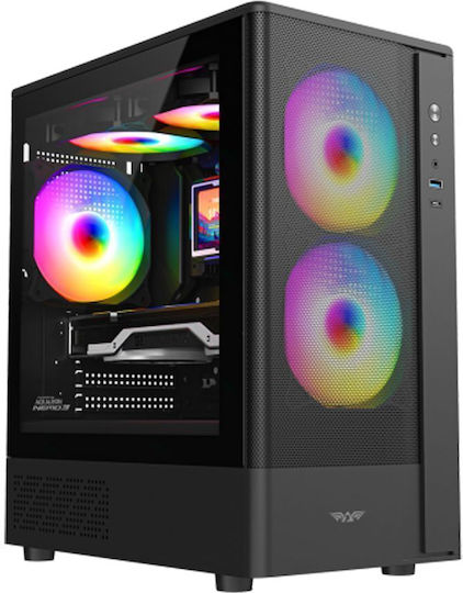 Armaggeddon Aquaron Nemo 3 Gaming Mini Tower Κουτί Υπολογιστή με Πλαϊνό Παράθυρο και ARGB Φωτισμό Μαύρο