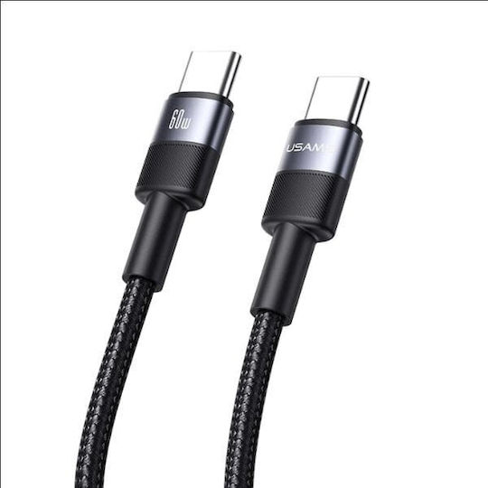 Usams Braided USB 2.0 Cable USB-C male - USB-C 60W PD Μαύρο 1.2m SJ724ZJ01 30τμχ