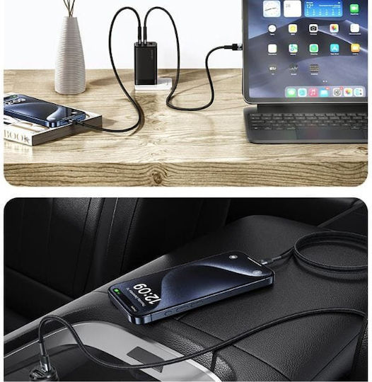 Usams Braided USB 2.0 Cable USB-C male - USB-C 60W PD Μαύρο 1.2m SJ724ZJ01 30τμχ