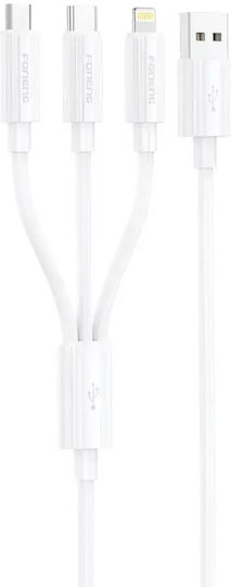 Foneng Xs07 3-в-1 Кабел 3A 1.2m Бял