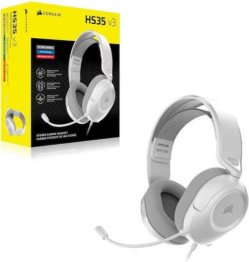 Corsair HS35 V3 Over Ear Gaming Headset with 3.5mm Connection White for Nintendo Switch / Nintendo Switch 2 / PC / PS4 / PS5 / XBOX