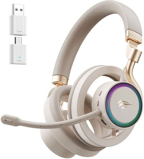 Havit Fuxi-H8 Wireless Over Ear Gaming Headset with 3.5mm / USB Connectivity Gold for Nintendo Switch / PC / PS4 / PS5