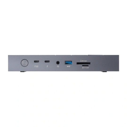 Peladn G2E Thunderbolt 5 Докинг Станция с HDMI/DisplayPort 4K PD Ethernet и Свързване на 2 Монитора Сива