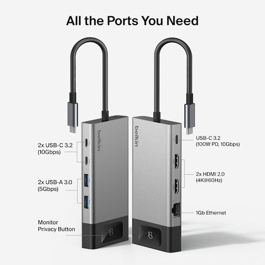 Belkin Connect USB-C Docking Station with HDMI 4K Ethernet and Connection for 2 Monitors