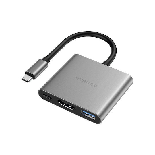 Vivanco HUBHDUSBPC USB-C Docking Station mit HDMI 4K PD Gray