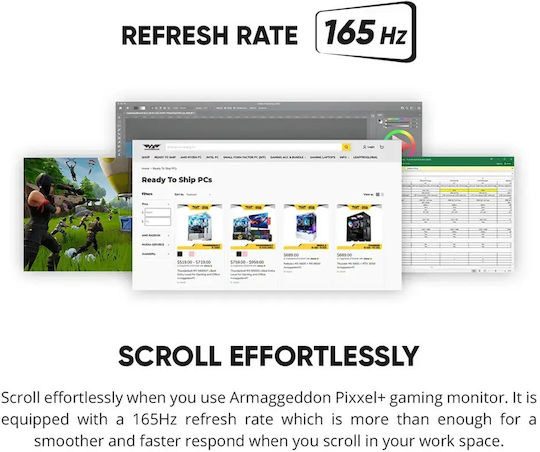 Armaggeddon PXP-27G-B IPS HDR Monitor 27" FHD 1920x1080 165Hz with Response Time 1ms GTG