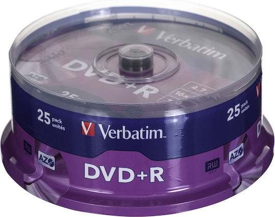 Verbatim Записваеми DVD+R 16x 4.7ГБ Кутия за торта 25бр