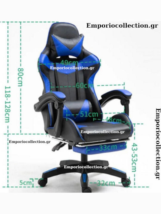 Gaming Stuhl aus Künstlichem Leder mit Fußstütze Schwarz