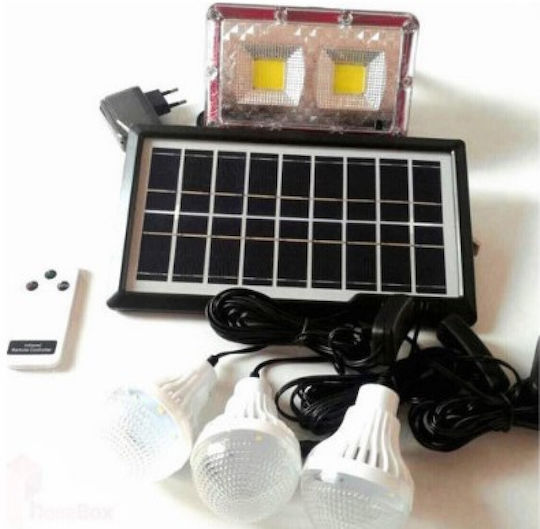 Autonomous Solar Lighting System with Light System Remote Controlled Solar Lighting & Charging System with 3.5W Panel, Battery, Light - 400LM Spotlight + 3 LED Lamps 150 Lumens