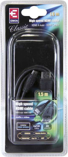 Emos Ethernet HDMI 2.0 Premium Високоскоростен 4K 60Hz HDR Кабел HDMI Мъжки - Мини HDMI Мъжки 1.5м Черен