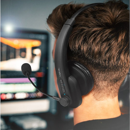 LogiLink BT0060 Drahtlos Auf dem Ohr Multimedia-Headsets mit Mikrofon und Verbindung Bluetooth in Schwarz Farbe