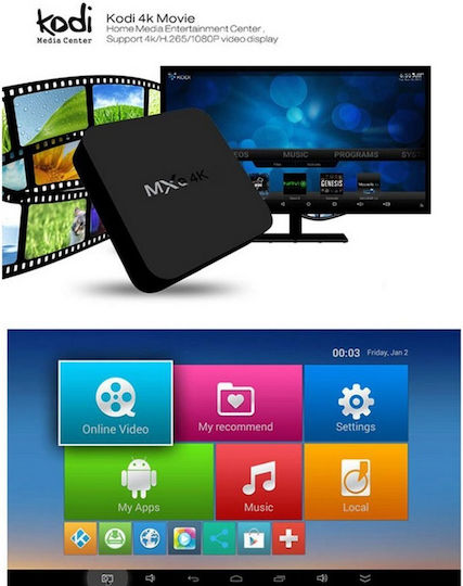 ТВ кутия MXQ-4K 4K UHD с WiFi USB 2.0 1ГБ RAM и 8ГБ Памет за съхранение с Операционна система Android 4.4