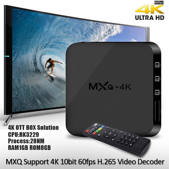 ТВ кутия MXQ-4K 4K UHD с WiFi USB 2.0 1ГБ RAM и 8ГБ Памет за съхранение с Операционна система Android 4.4