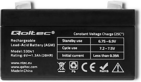 Qoltec UPS Battery with Capacity 1.3Ah and Voltage 6V 53041 1pcs