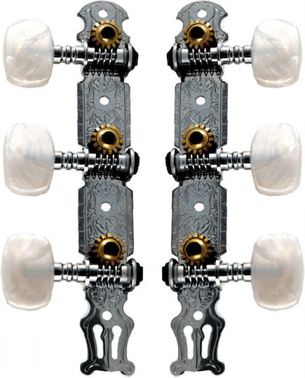 Soundsation String Instruments Tuning Pegs Machine Head Set for Classical Guitar Chrome Chrome