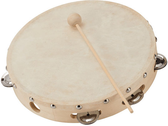 Soundsation Tamburină Maple Cu Cap Natural Din Piele Și Clopoței 8 inci Cu Piele Naturală