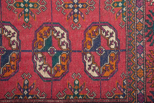 Класически Ръчно Изработен Килим Руски Бохара 158x244 см в Бордо Червено