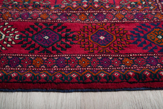 Klassischer handgefertigter Teppich Russisches Bokhara 163x252 cm Bordeauxrot