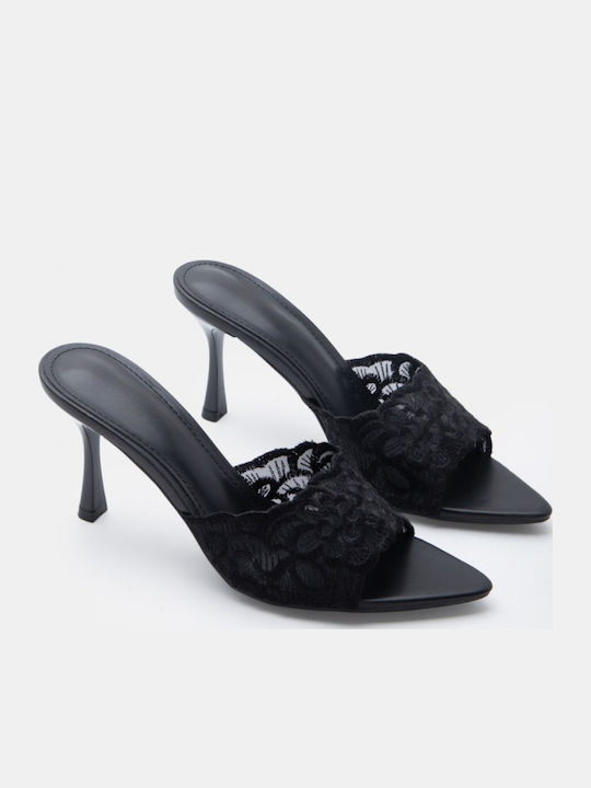 Mules With High Heel In Black Colour