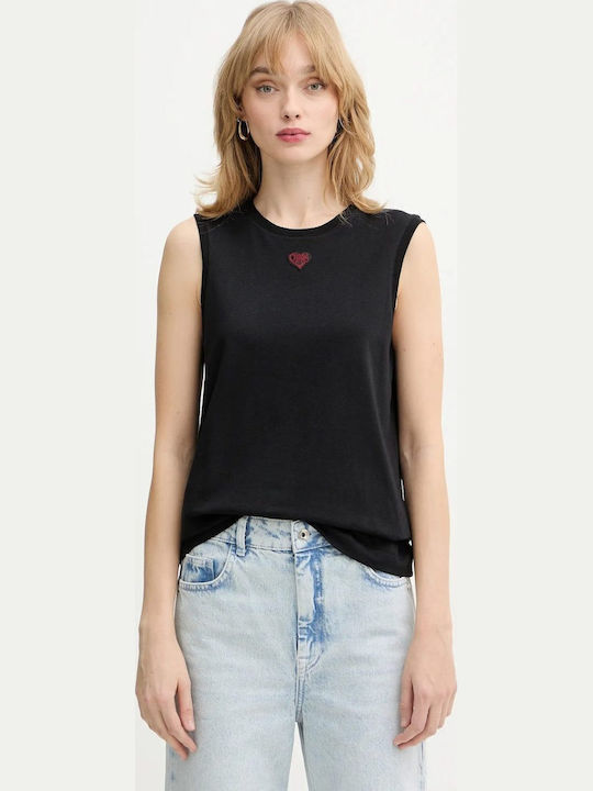 Casimiro Women's Summer Blouse Cotton Sleeveless Black