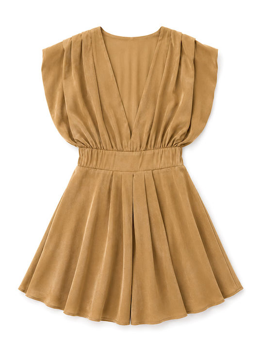 Summer Mini Shirt Dress Gold