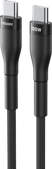Veger USB 2.0 Cable USB-C male - USB-C 100W PD Μαύρο 1.5m 315387
