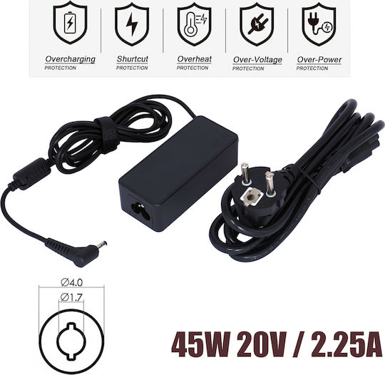 Lenovo Laptop Charger 45W 20V 2.25A for Lenovo with Detachable Power Cable