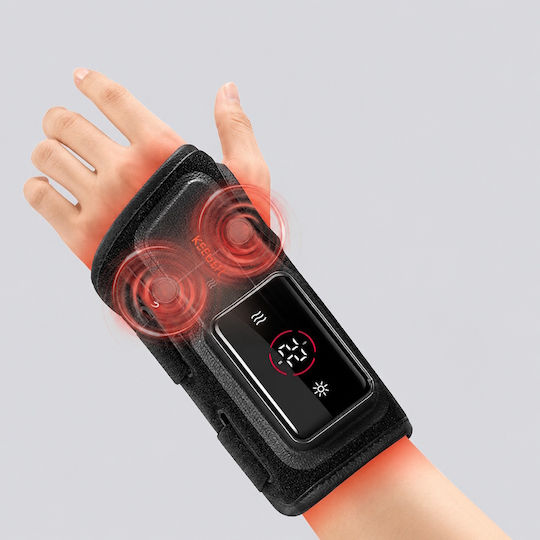 iKeepFit Left Wrist Support for Tendonitis & Carpal Tunnel Massage Glove for Hands with Heating Function Black WB01-L