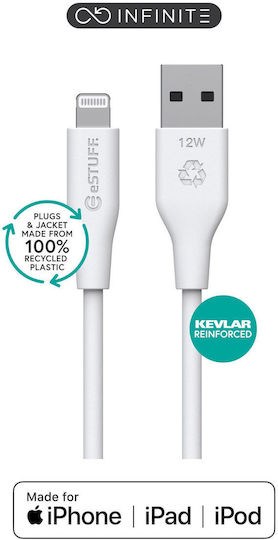 eSTUFF Редовна USB-A към Lightning кабел Бял 2м (ES601270)