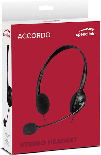 SpeedLink Accordo На ушите Мултимедийни слушалки с микрофон и връзка 3,5 мм жак в Черен цвят