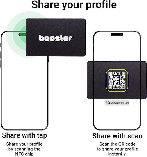 Carte De Vizită Booster Nfc Smart Card Tap To Share Neagră