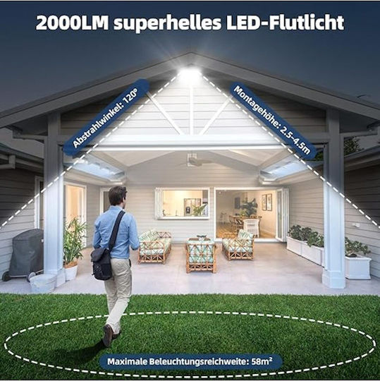Jiju Proiector LED 30W Alb Rece 6500K cu Senzor de Mișcare