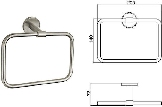 Inter Ceramic Einzelner Badezimmerring mit Schrauben in Silber