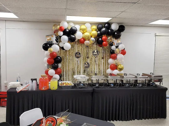 Cover Banquet Catering Table Black Skirting Ruffle 180x76 Cm