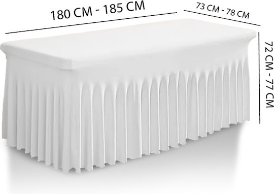 Abdeckhaube für Bankett Catering Tisch Weiß mit Rüsche 180x76 cm