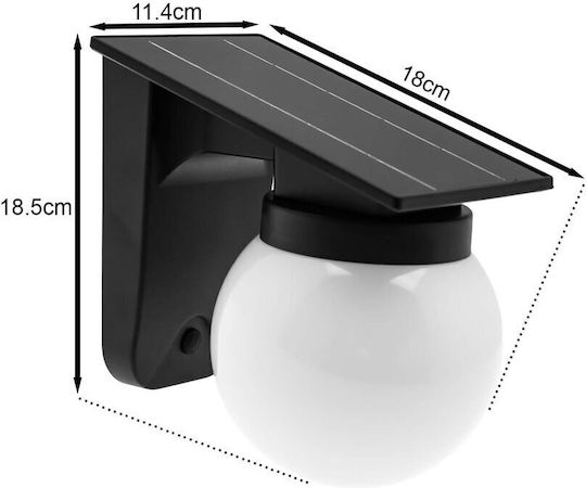 LED Wall Mounted Solar Light Ball 2.8W 100lm Warm White 3000K with Photocell IP65