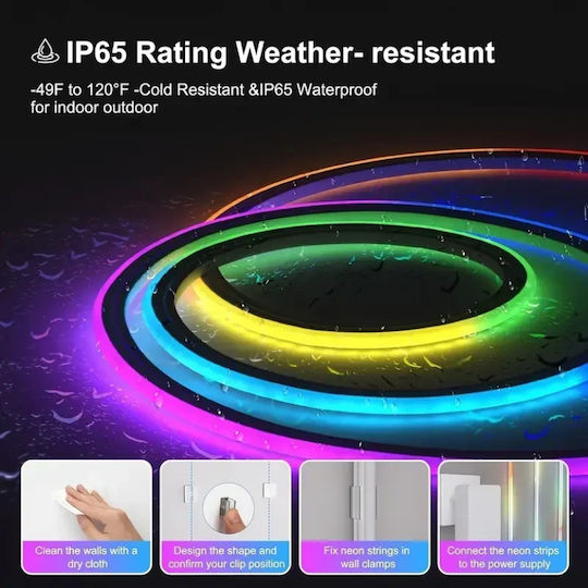Waterproof USB 5V 10m Neon Flex LED Strip with Power Supply & Remote Control