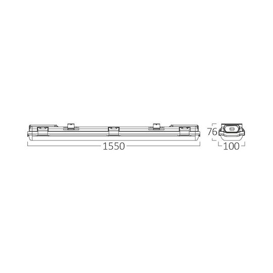 Braytron Outdoor Lighting Batten with 1 Light for Led Lamp T8 156cm