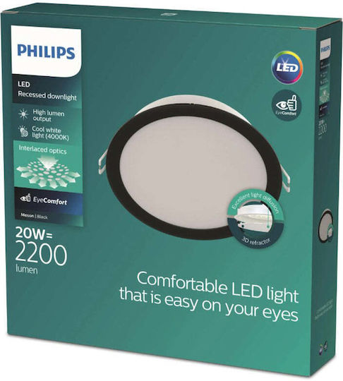 Philips Кръгъл LED Панел 20W с Неутрално Бяло Осветление 4000K