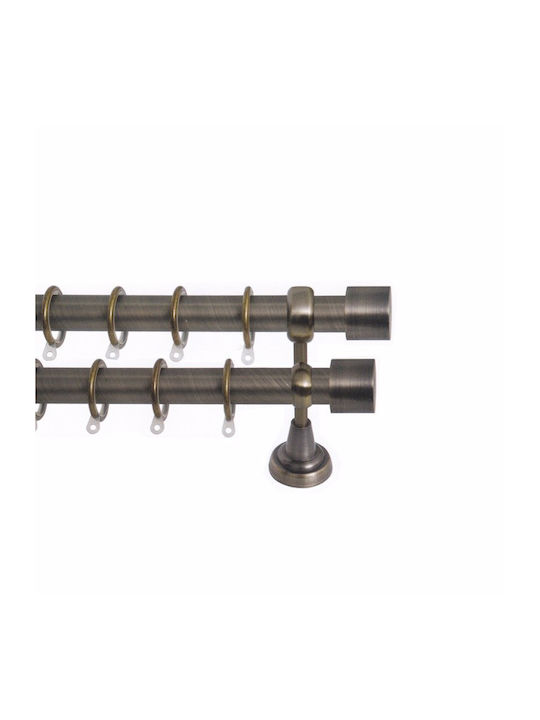 Import Hellas Metallic Curtain Pole Tapa Double with Rod Ø25mm 140cm Bronze