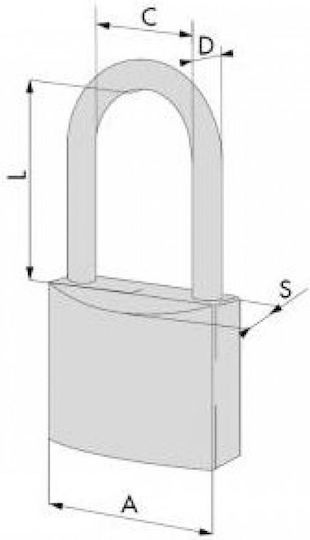 Cisa Locking Line Brass Long-Shackle Padlock with Key 13.8mm