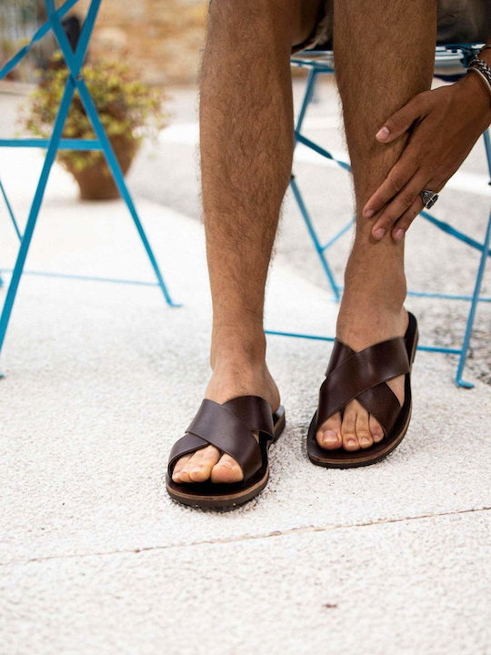 Herrensandalen Kreuzriemen Ikaro Braun