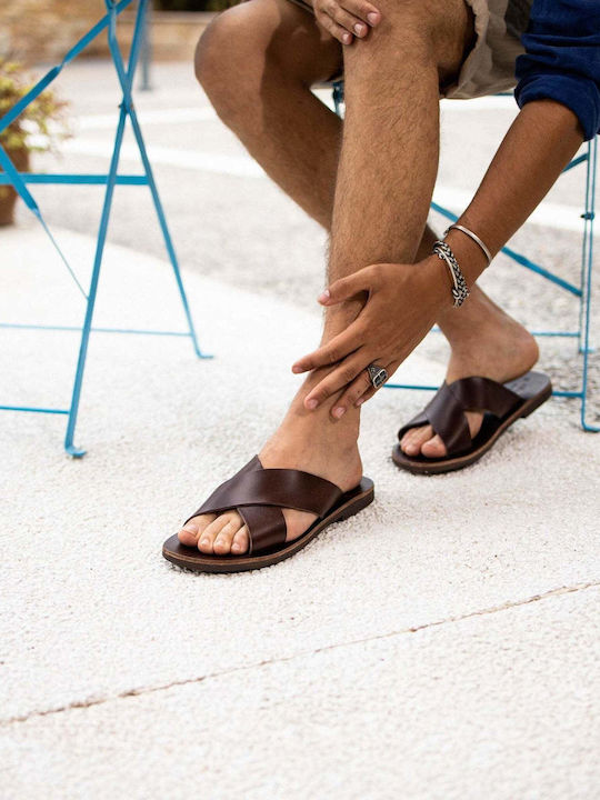 Herrensandalen Kreuzriemen Ikaro Braun