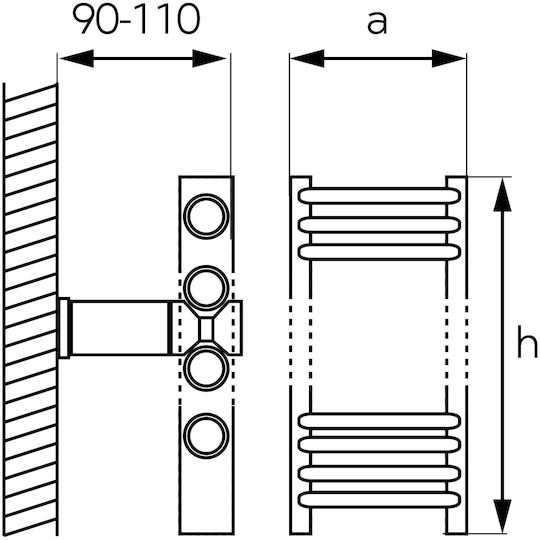 Ferro Πετσετοκρεμάστρα Μπάνιου 450x1200 Ασημί