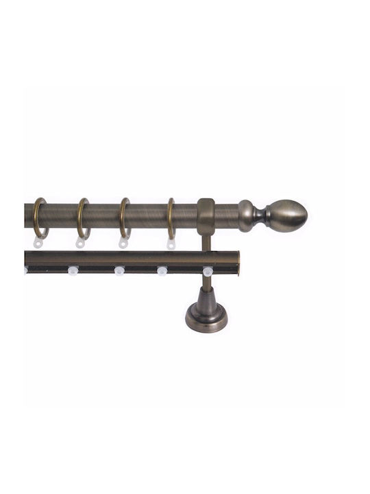 Import Hellas Metallic Double Curtain Pole No6 by Rail Φ25mm 140cm Bronze